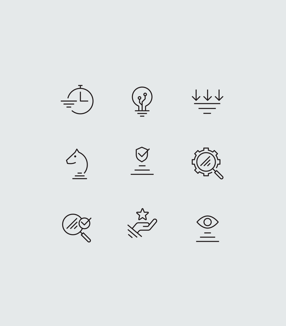 Animated showcase of the minimal, precise icon system developed for the Sygnia brand identity.